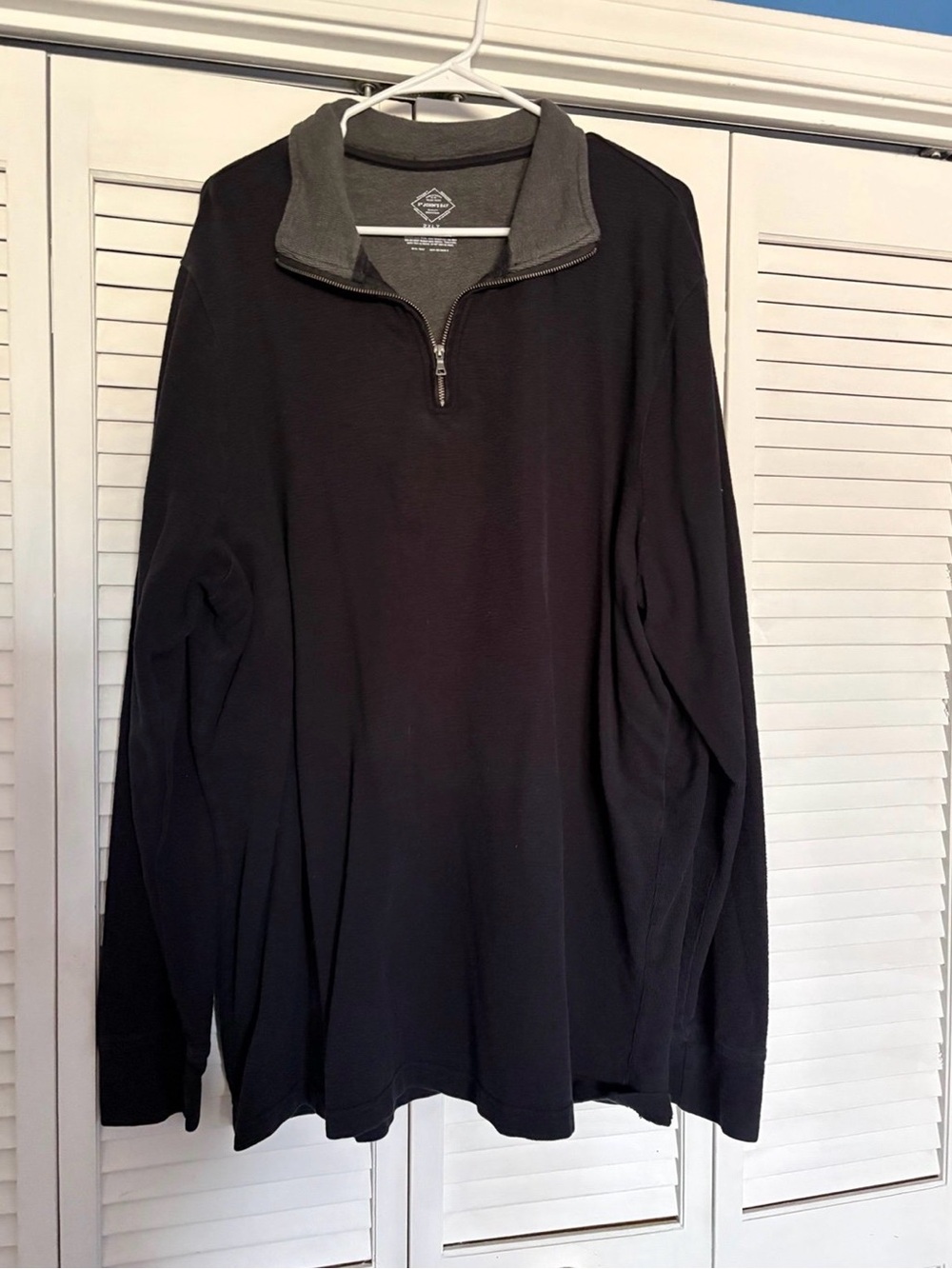 St. John's Bay Black Zip-Up Sweater with Gray Collar